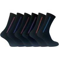 Sock Snob Men's 6 Pack Patterned Coloured Soft Cotton Dress Socks in True Black | Size: 6-11