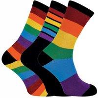 Sock Snob Men's 3 Pack Bright Patterned Striped Cotton Rainbow Socks | Size: 6-11