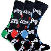 Sock Snob Men's 3 Pack Retro Gaming Funky Novelty Video Game Socks in Black | Size: 6-11