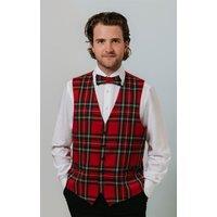 Dobell Men's Red Tartan Waistcoat | Size: 4XL
