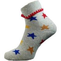 Joya Socks Men's Wool Blend Cuffed Bed Socks - Grey Multicoloured Stars | Size: 7-11