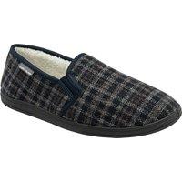 Dunlop Men's Navy-Check 'Cedar' Full Shoe Slippers in Navy | Size: 8