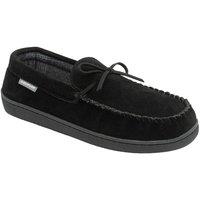 Dunlop Men's 'Henderson' Suede Moccasin Slippers in Black | Size: 7
