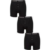Glenmuir Men's Mens 3 Pack William Button Front Cotton Boxer Shorts in Black | Size: 3XL