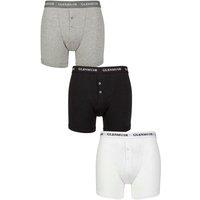 Glenmuir Men's Mens 3 Pack William Button Front Cotton Boxer Shorts | Size: Large