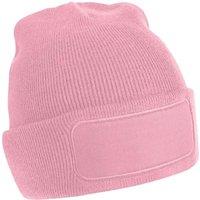 Beechfield Men's Patch Beanie in Baby Pink
