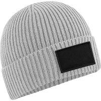 Beechfield Men's Fashion Patch Beanie in Mid Grey