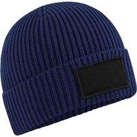 Beechfield Men's Fashion Patch Beanie in Mid Navy