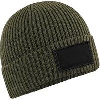 Beechfield Men's Fashion Patch Beanie in Dark Green