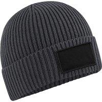 Beechfield Men's Fashion Patch Beanie in Dark Grey