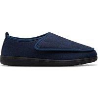 Clarks Men's King Riptape Slipper Navy Interest Slip Ons, Slippers in Blue | Size: 7-Standard Fit