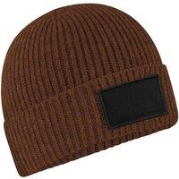 Beechfield Men's Fashion Woven Patch Beanie in Walnut