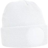 Beechfield Men's Circular Patch Cuffed Beanie in White