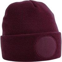 Beechfield Men's Circular Patch Cuffed Beanie in Burgundy