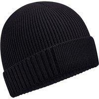 Beechfield Men's Cotton Engineered Patch Beanie in Black