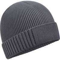 Beechfield Men's Cotton Engineered Patch Beanie in Mid Grey