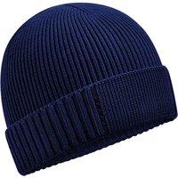 Beechfield Men's Cotton Engineered Patch Beanie in Navy