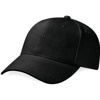 Beechfield Men's Pro-Style Heavy Brushed Cotton Baseball Cap in Black