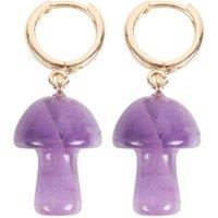 Something Different Men's Amethyst Mushroom Hoop Earrings in Purple