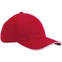 Beechfield Men's Classic 6 Panel Cotton Sandwich Peak Cap in Red