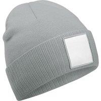 Beechfield Men's Patch Appliqu Beanie in Pale Grey