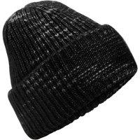 Beechfield Men's Chunky Knit Reverse Patch Beanie in True Black