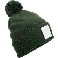 Beechfield Men's Pom Pom Appliqu Patch Beanie in Olive