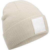 Beechfield Men's Appliqu Patch Beanie in Light Beige