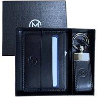 Mala leather Men's Men's Gift Set - Leather Card Holder & Matching Keyring in Black