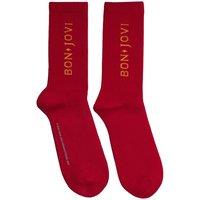 Bon Jovi Men's Logo Terrycloth Socks in Red | Size: 7-11