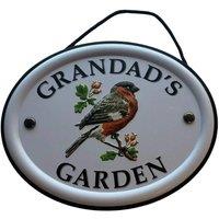 Mulberry Studios Men's Decorative Bird Garden Sign - Grandad's Garden in White