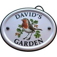 Mulberry Studios Men's Decorative Bird Garden Sign - David's Garden in White