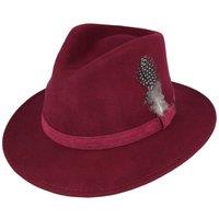 JTAPHRIQUE Men's Classic Feather Trim Fedora Hat in Red | Size: Large