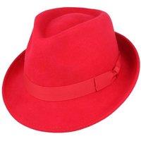 JTAPHRIQUE Men's Men's Trilby Hat in with Ribbon in Red | Size: Small