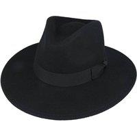 JTAPHRIQUE Men's Fedora Hat With Grosgrain Band in Black | Size: XL