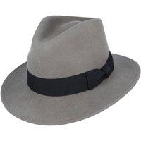 JTAPHRIQUE Men's Fedora Hat With Grosgrain Band in Grey | Size: Small