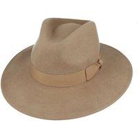 JTAPHRIQUE Men's Fedora Hat With Grosgrain Band in Camel | Size: Medium