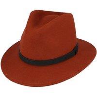 JTAPHRIQUE Men's Fedora Hat With Grosgrain Band in Orange | Size: Medium