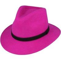 JTAPHRIQUE Men's Fedora Hat With Grosgrain Band in Fuchsia | Size: Small