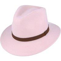 JTAPHRIQUE Men's Fedora Hat With Grosgrain Band in Baby Pink | Size: Medium