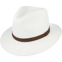 JTAPHRIQUE Men's Fedora Hat With Grosgrain Band in White | Size: XL
