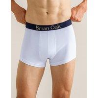 Brian Oak London Men's White Cotton Stretch Boxer Trunk | Size: Medium