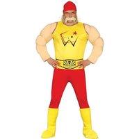 Fiestas Guirca Men's Fancy Dress Adult Wrestler Costume in Red | Size: Small