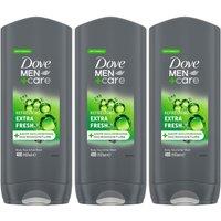 Dove Men's Men+Care 'Body & Face Wash' Extra Fresh, Refreshing, 3x400ml in Grey