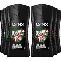 Lynx Men's Limited Edition FIFA Africa 3in1 Body Wash 12H Refreshing Fragrance 225ml, 6 Pack in Black