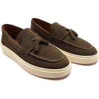 Off the Hook Men's 'Rory' Loafer Tassel Casual Slip-On Suede Leather Shoes in Dark Green | Size: 12