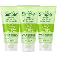 Simple Women's Kind to Skin Soap Free Refreshing 'Facial Gel Wash', 3 x 50ml in White