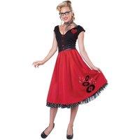 California Women's 1950s Grease Rock N Roll Sweetheart Adult Costume - S in Red | Size: Small