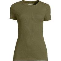 Lands' End Women's Micro Rib Crew Neck T-shirt in Dark Olive | Size: 16-18