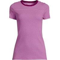 Lands' End Women's Petite Micro Rib Crew Neck T-shirt in Pink | Size: 10-12